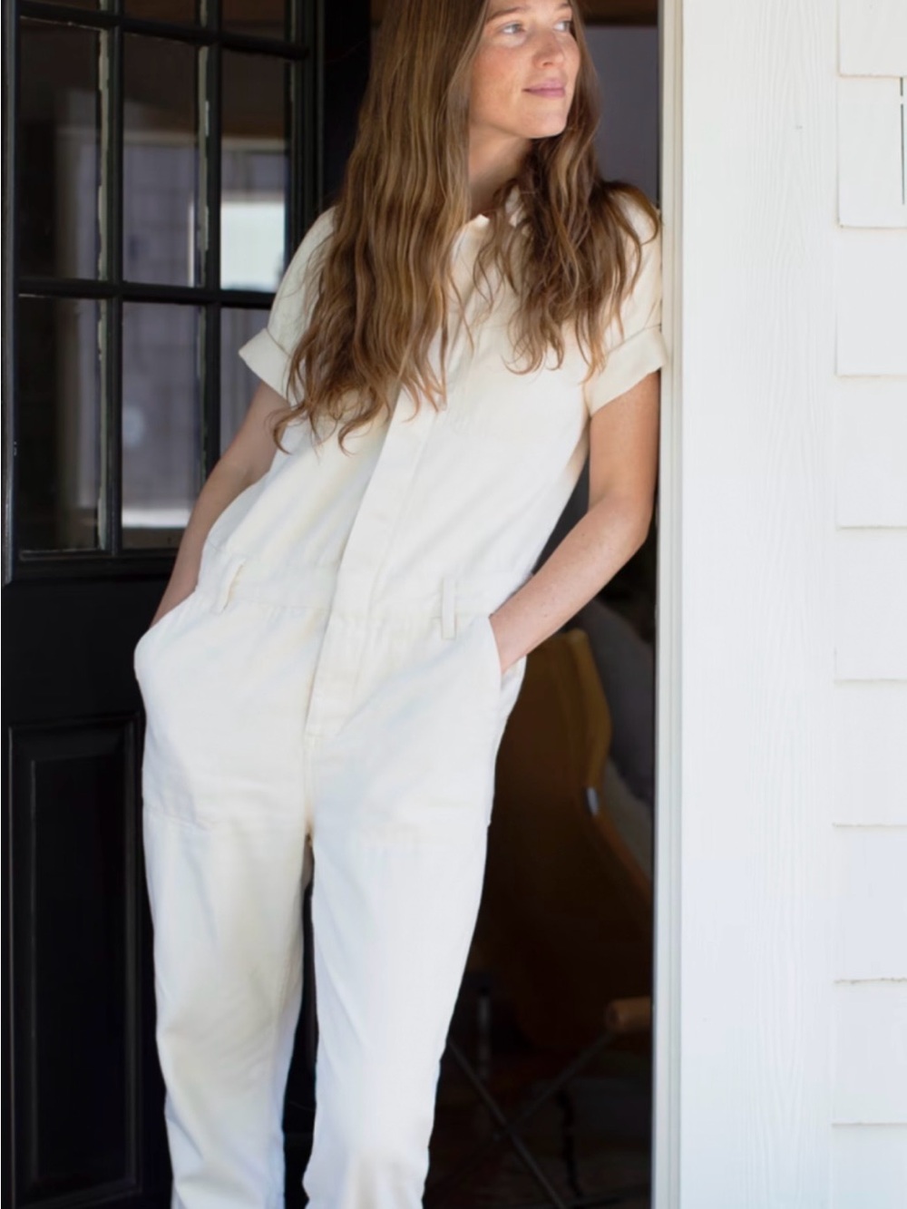 Everlane The Super-Soft Summer Jean Overall Organic Cotton Seeded Ecru Size 4